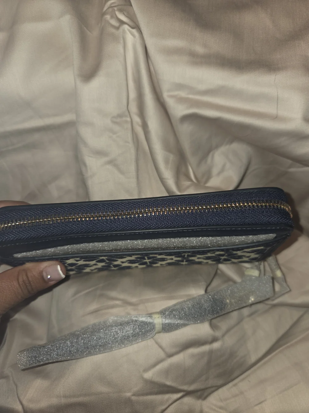 Kate Spade Navy Floral Zip-Around Wristlet Wallet